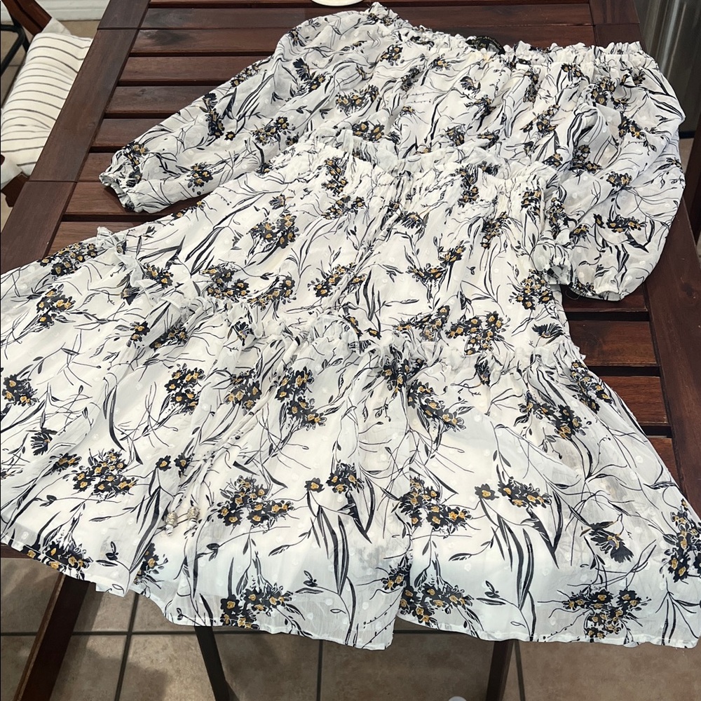Floral Print White Skirt